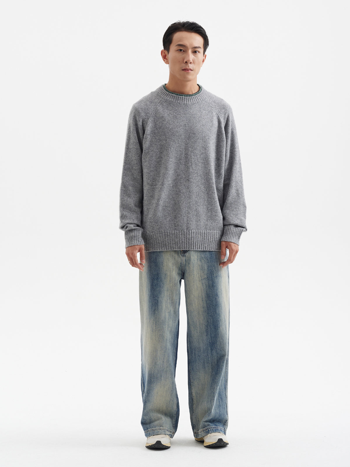 33%シープウール・ラグランスリーブ・クルーネックニット N6227