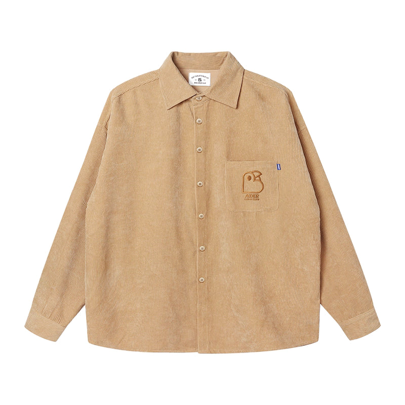 鳥ロゴ刺繍コーデュロイシャツ シャツジャケット N5817
