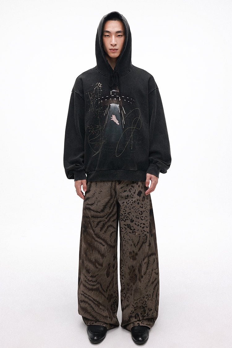 銀箔×グラフィック “ピッグ” ウォッシュフーディ N6262