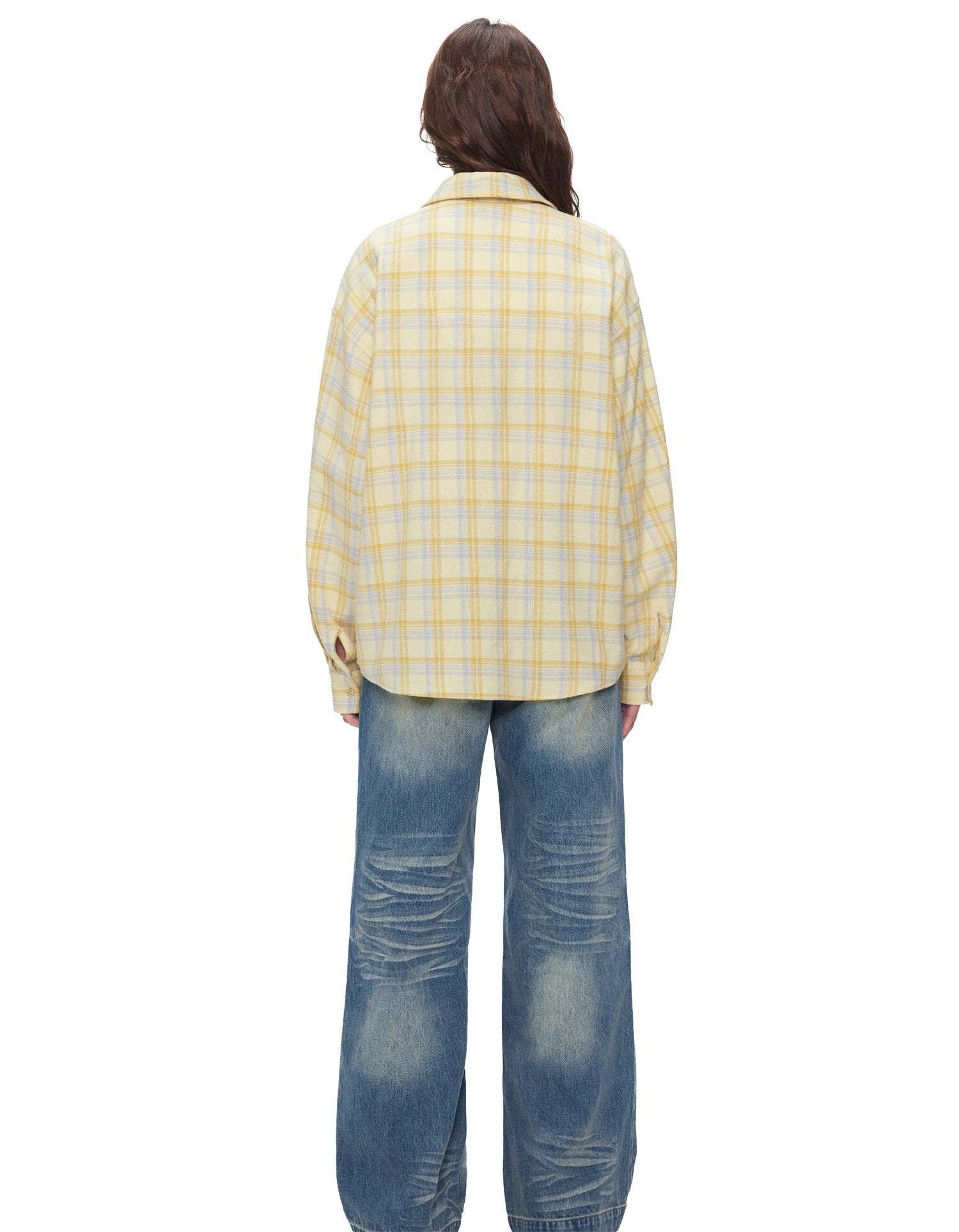 ダックス刺繍 イエローチェックシャツ N6650