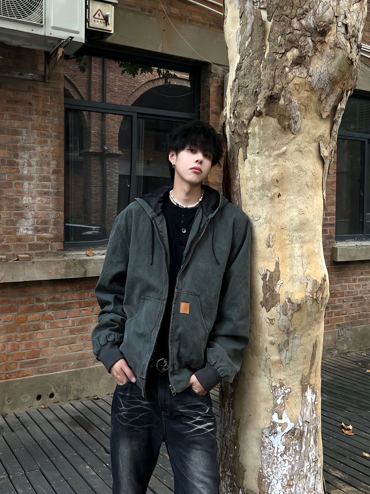 12oz帆布・ヴィンテージ加工・フーデッドデトロイトJK N6163