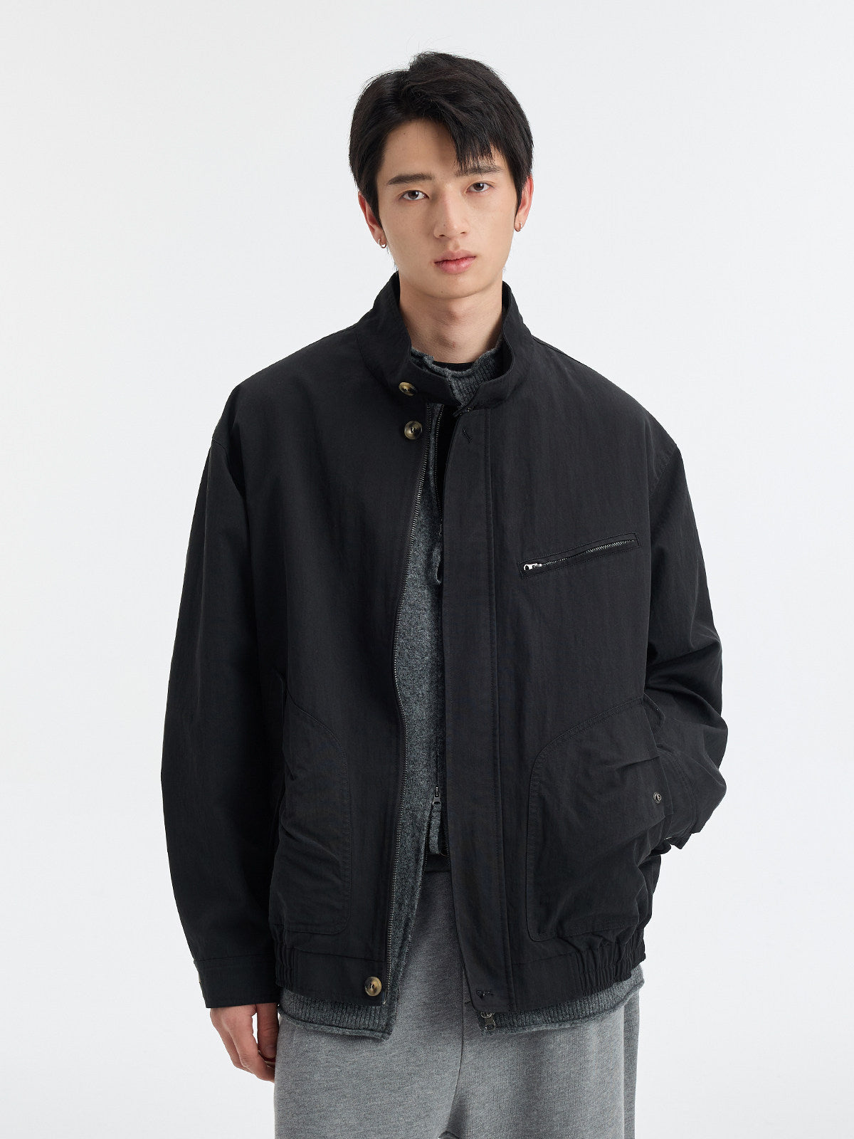 ウォッシュド 立ち襟ショート ライダースジャケット N6528