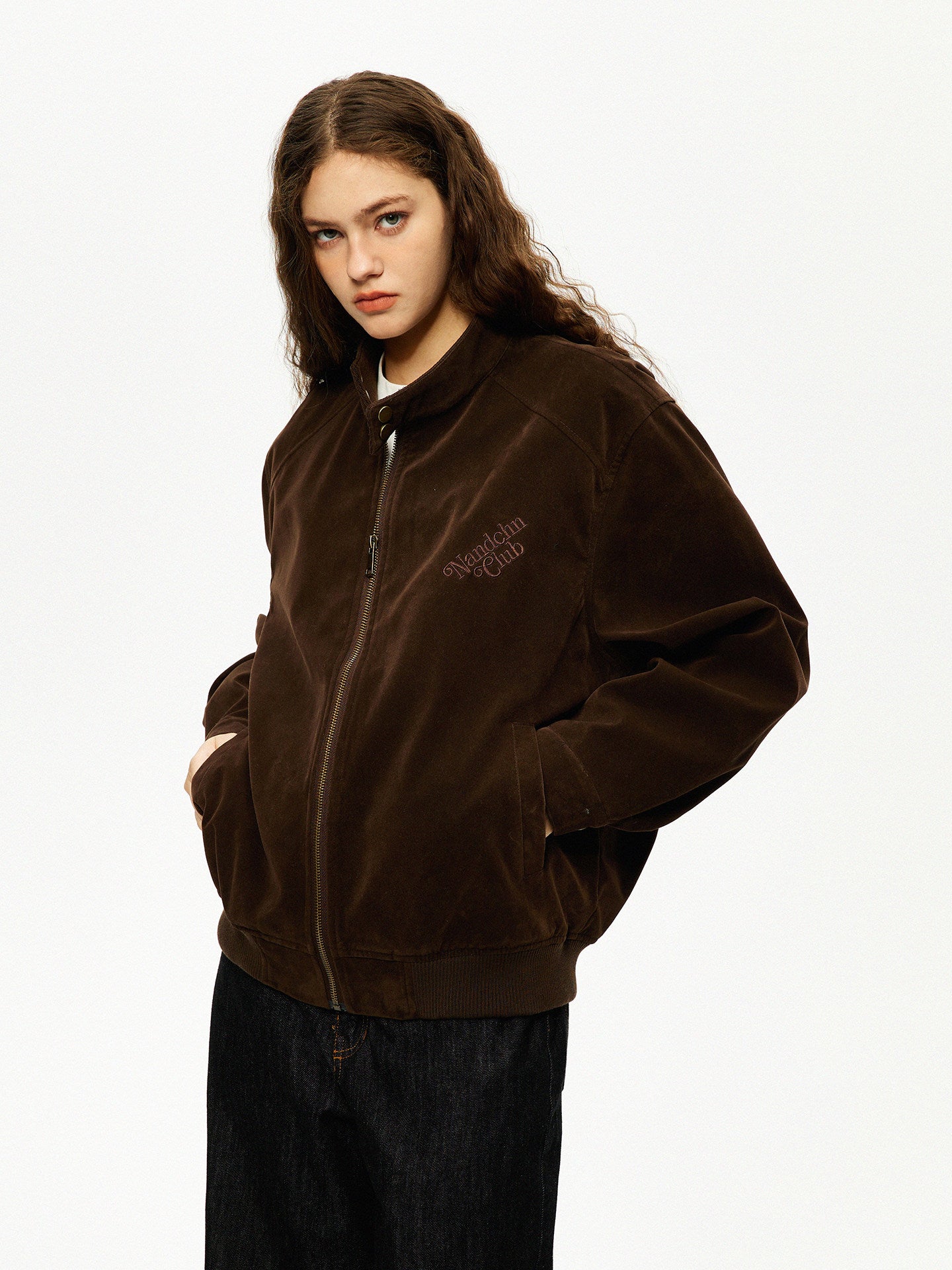 レタード刺繍 フロッキープリント ジャケット N6492