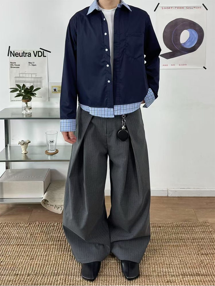 ピンストライプ Aライン ワイドスラックス N6625