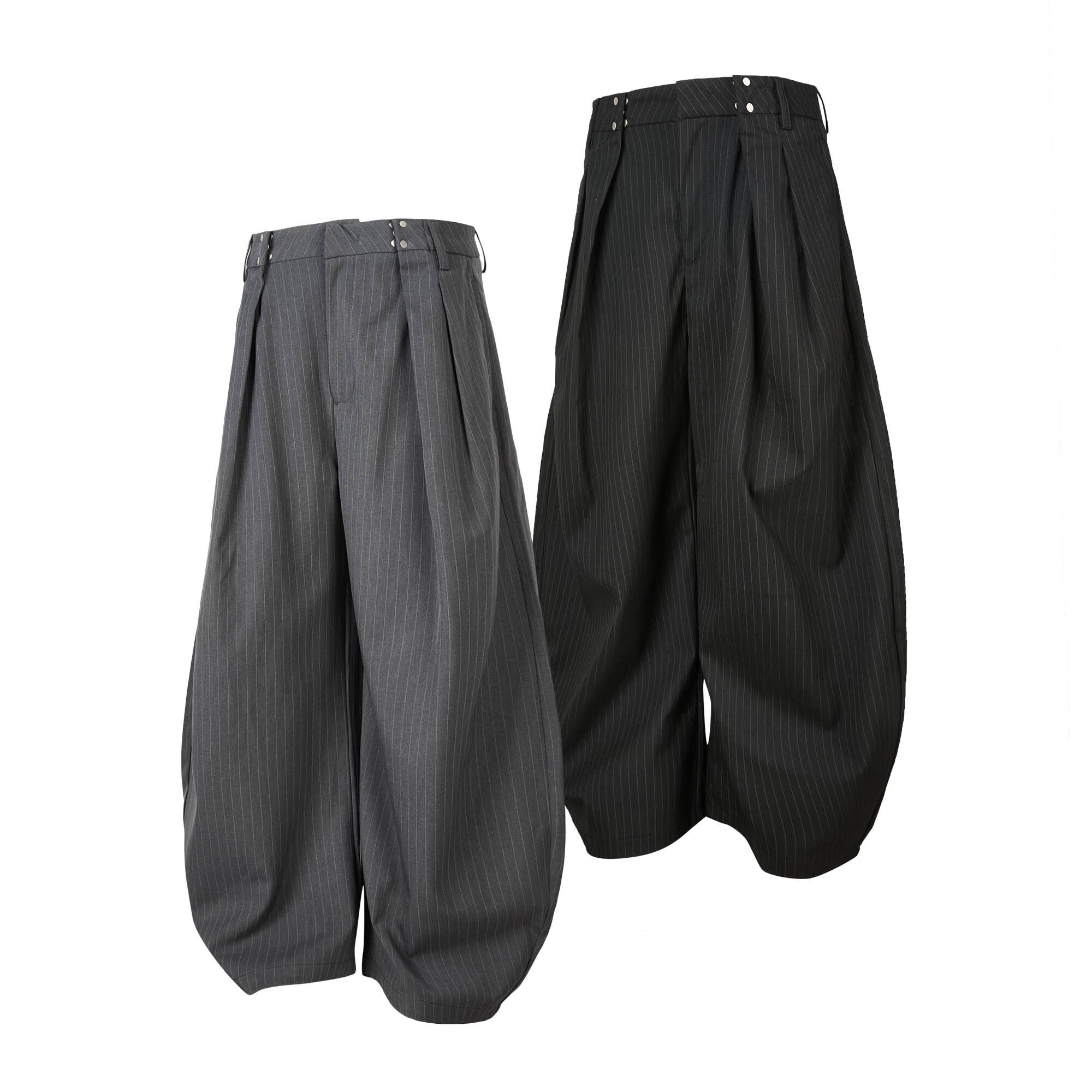 ピンストライプ カーブワイドスラックス N6802