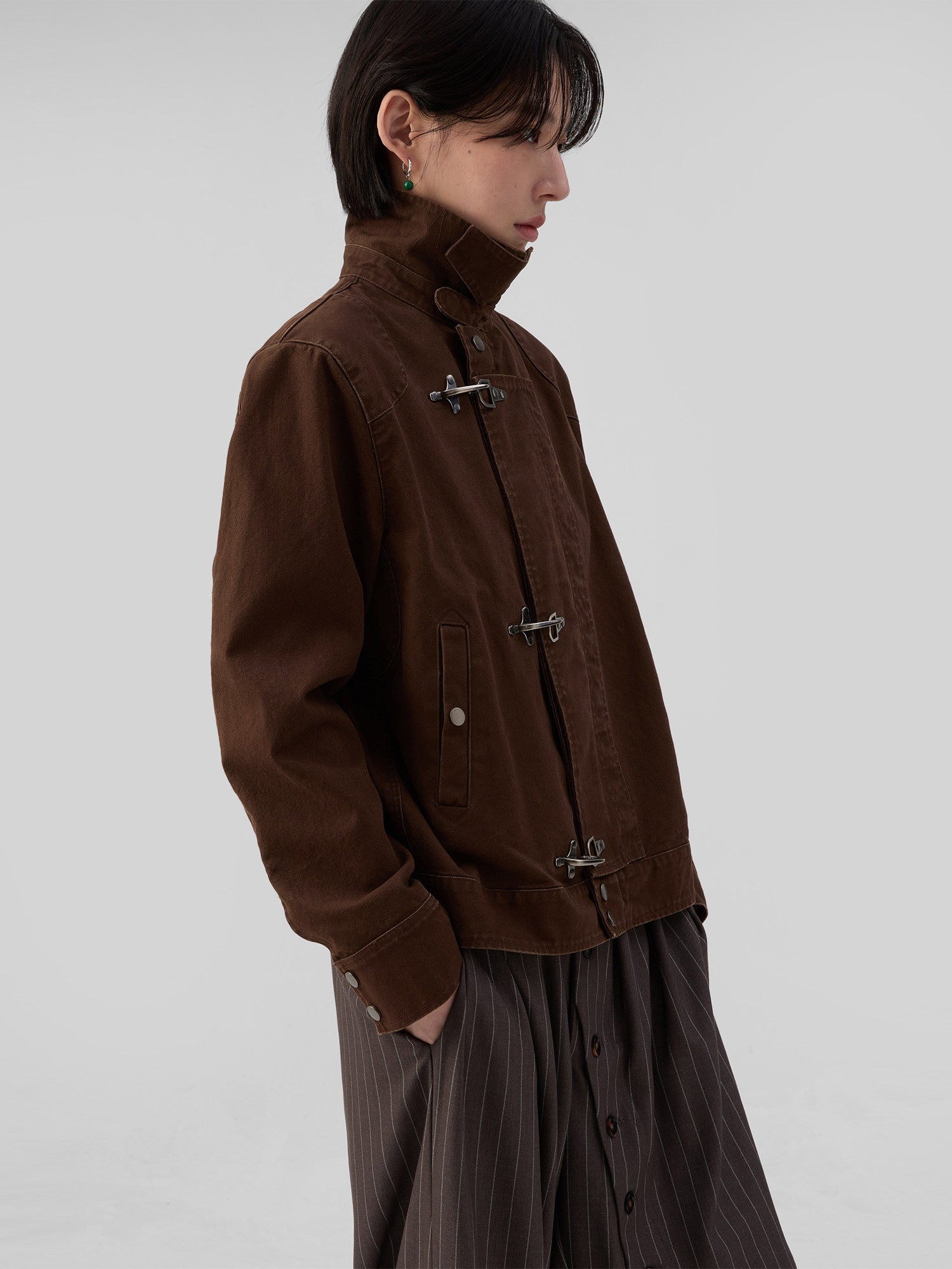 バックルディテール ウォッシュド ショートジャケット N6490