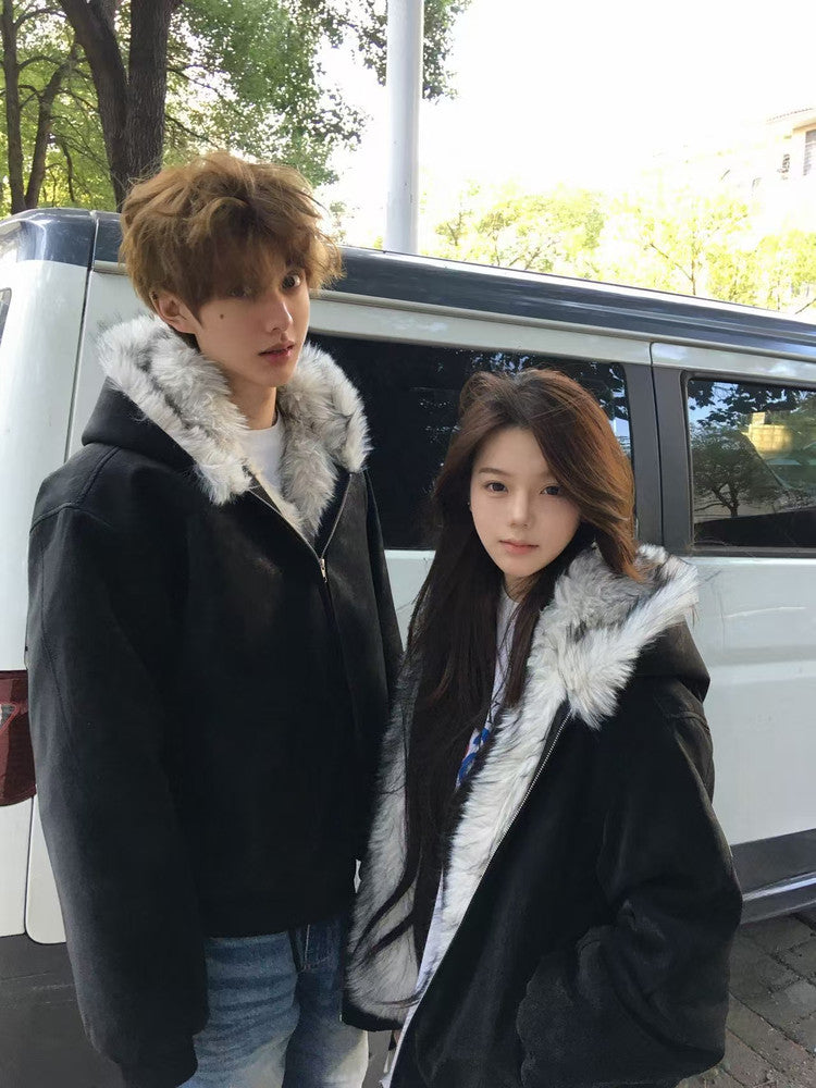 マットレザー調 フーデッド パデッドブルゾン N6463