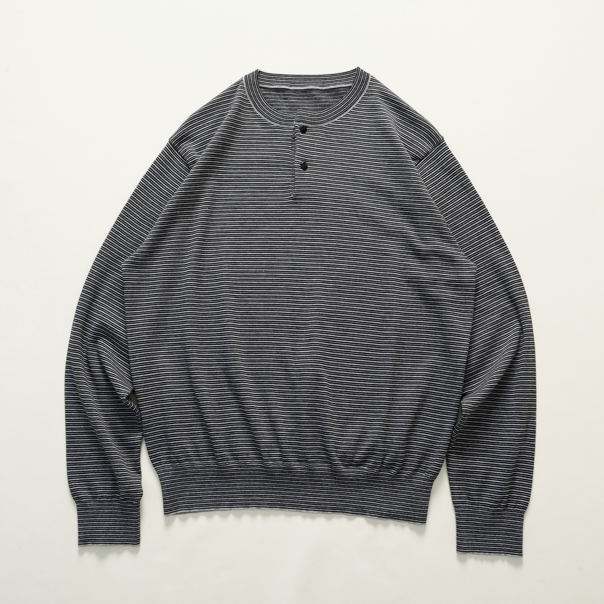 ボーダーヘンリーネックショートワイドTシャツ N7339