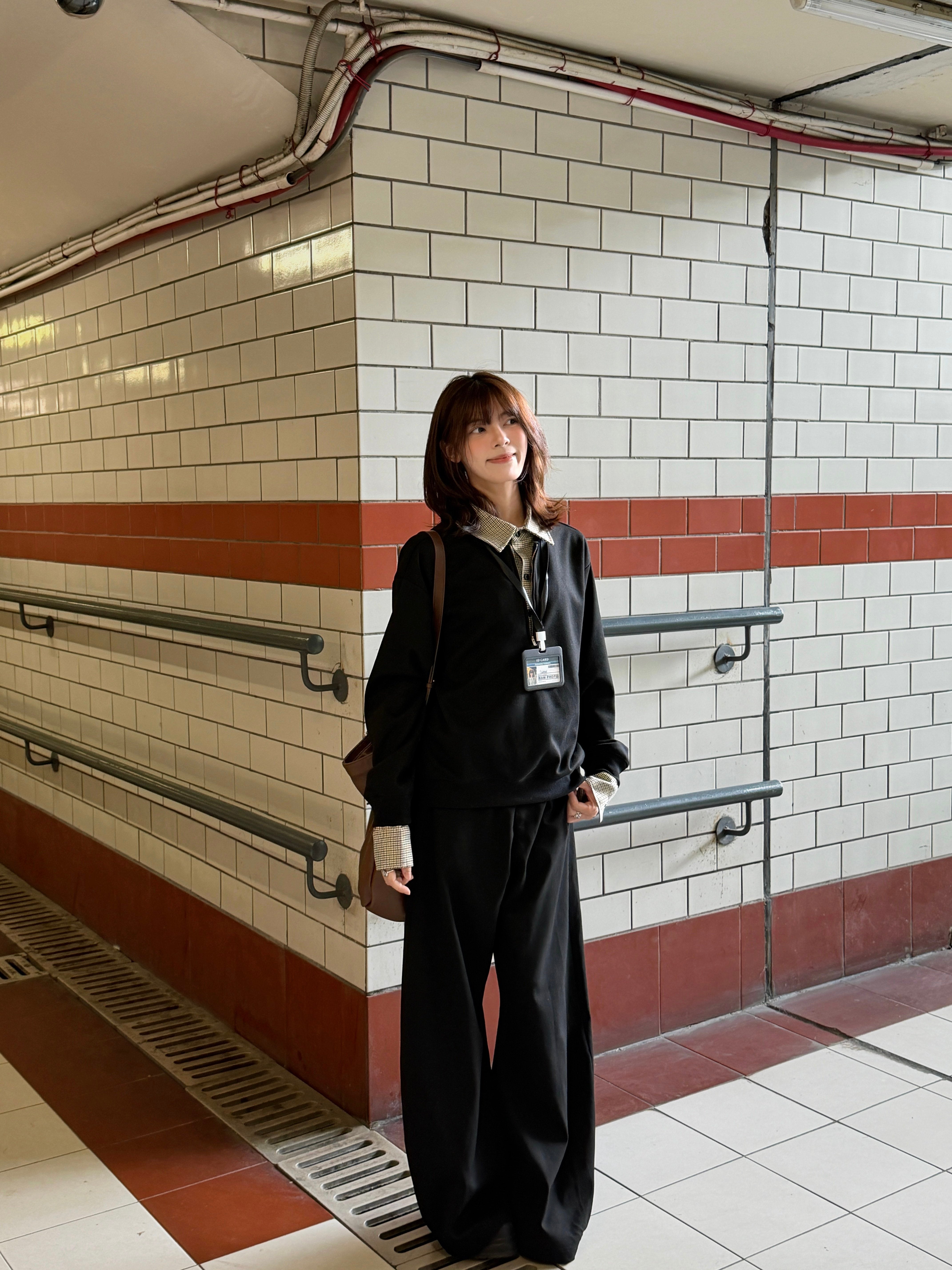 ウール混ハーフジップ ポロスウェット N6515