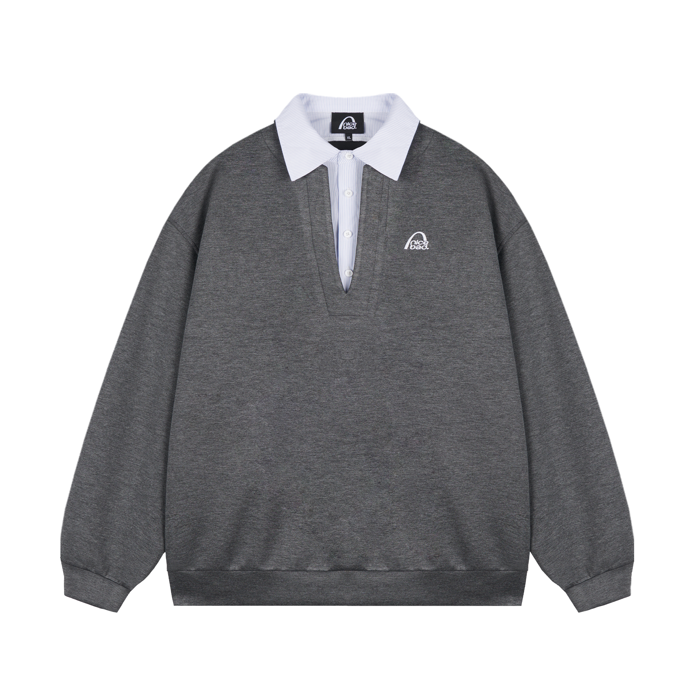 ストライプ切替 レイヤード風 エアレイヤースウェット N6562