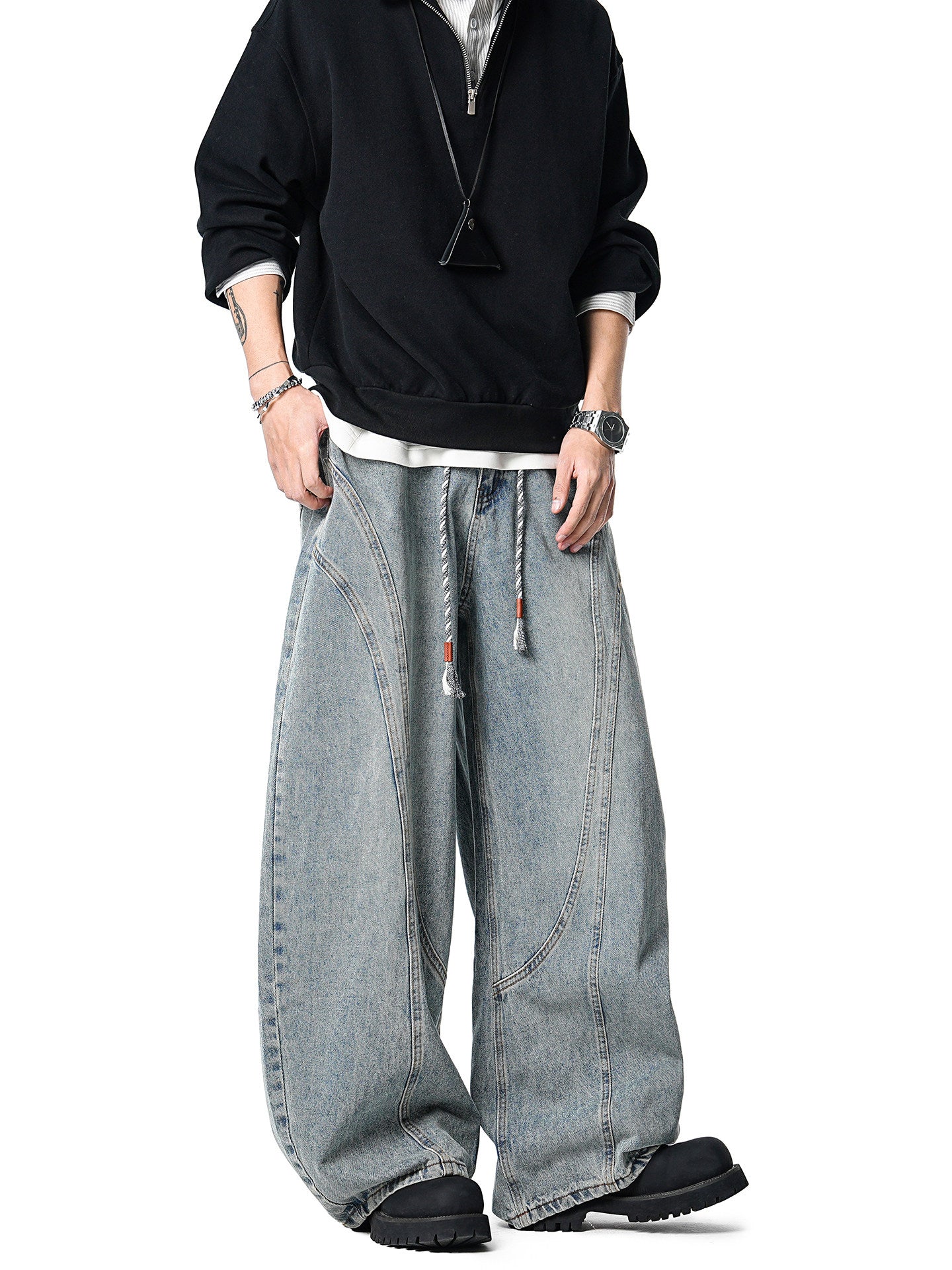 カーブドカット ストレート デコンストラクトデニム N6332