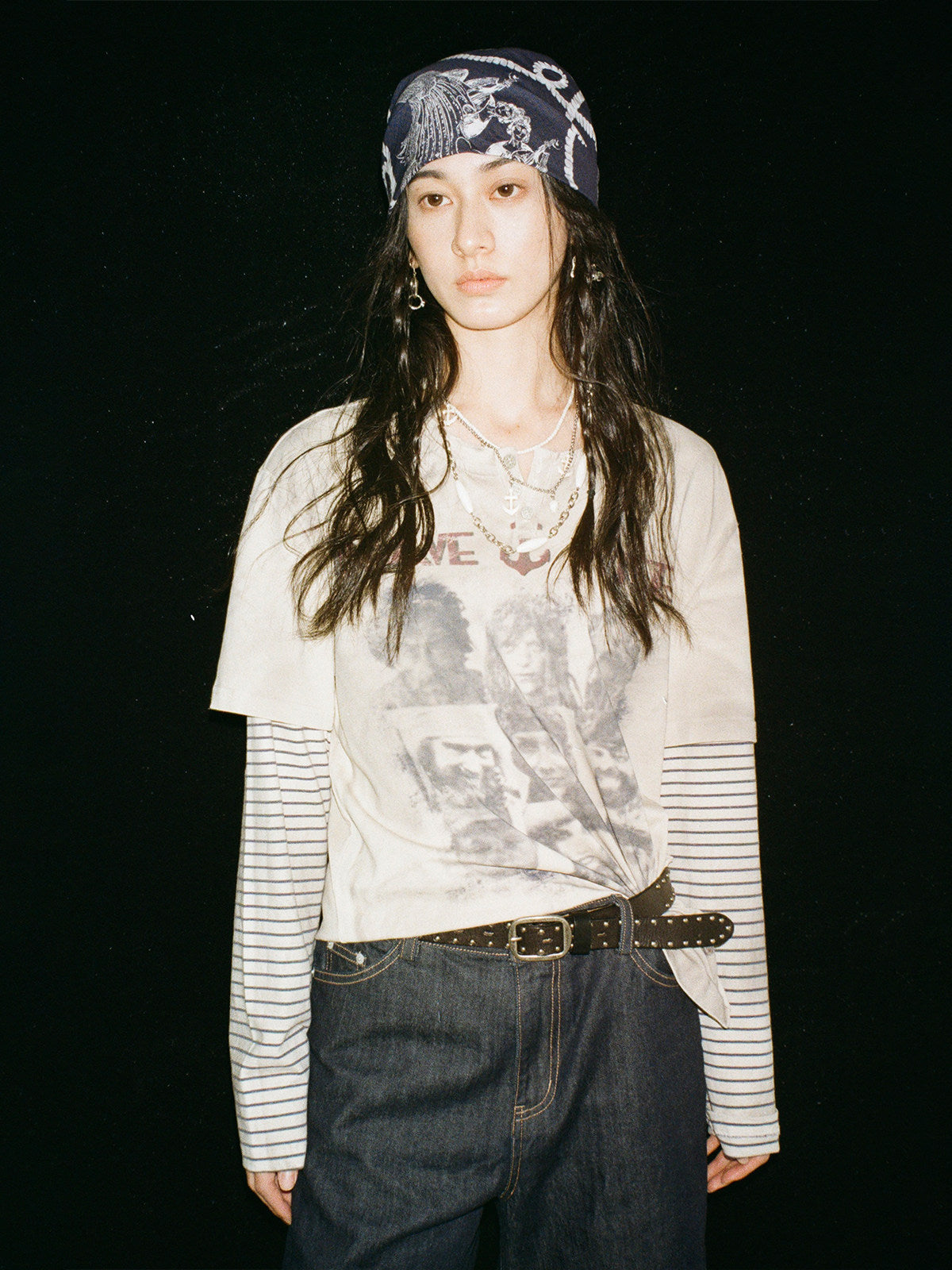 ヴィンテージプリント レイヤードロンT N6752