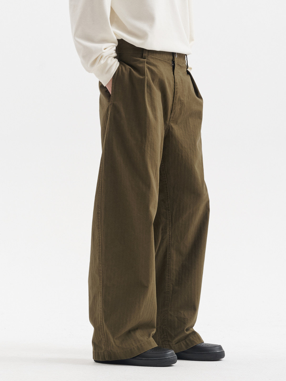 酵素ウォッシュ コットンツイル ワイドストレートパンツ N6385