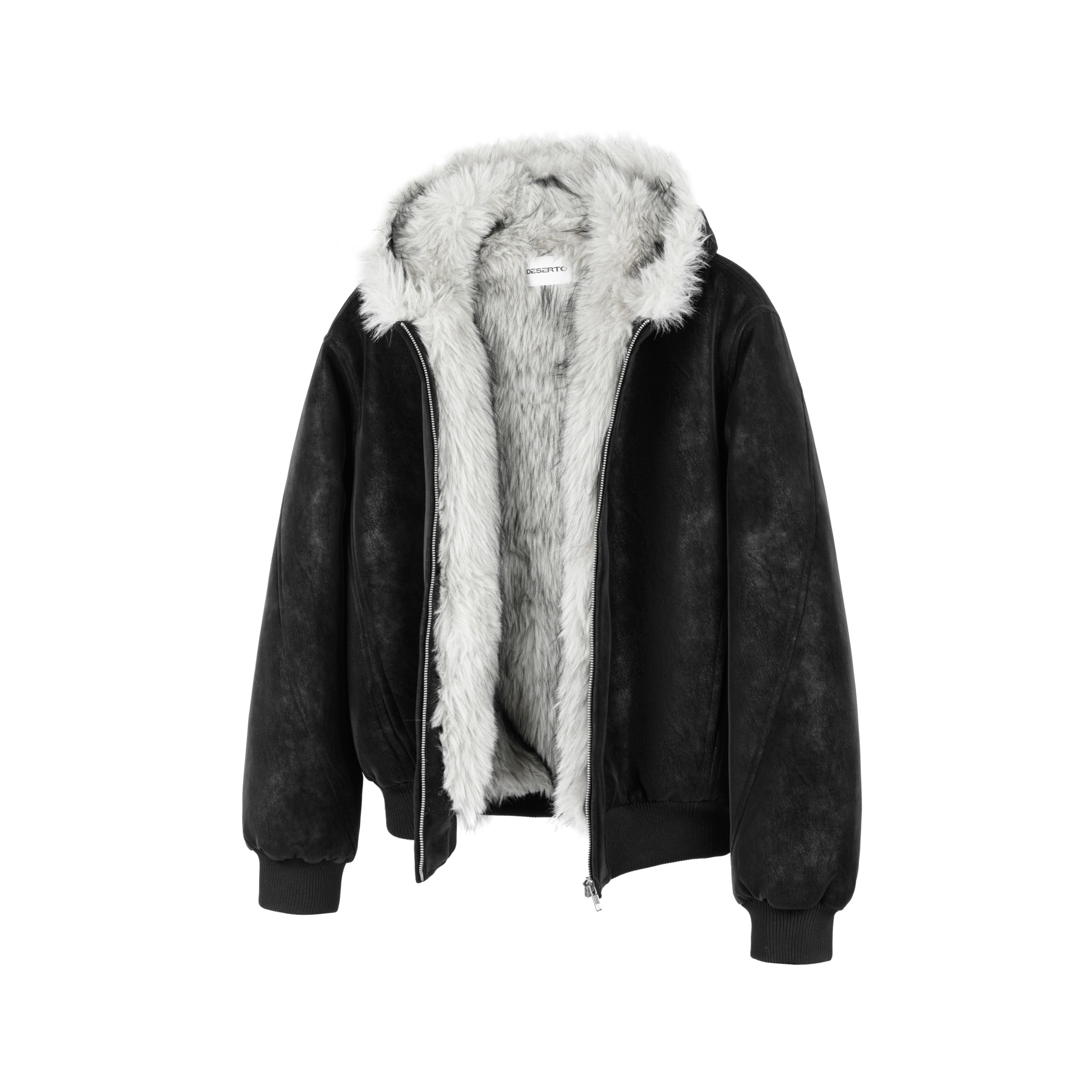 マットレザー調 フーデッド パデッドブルゾン N6463