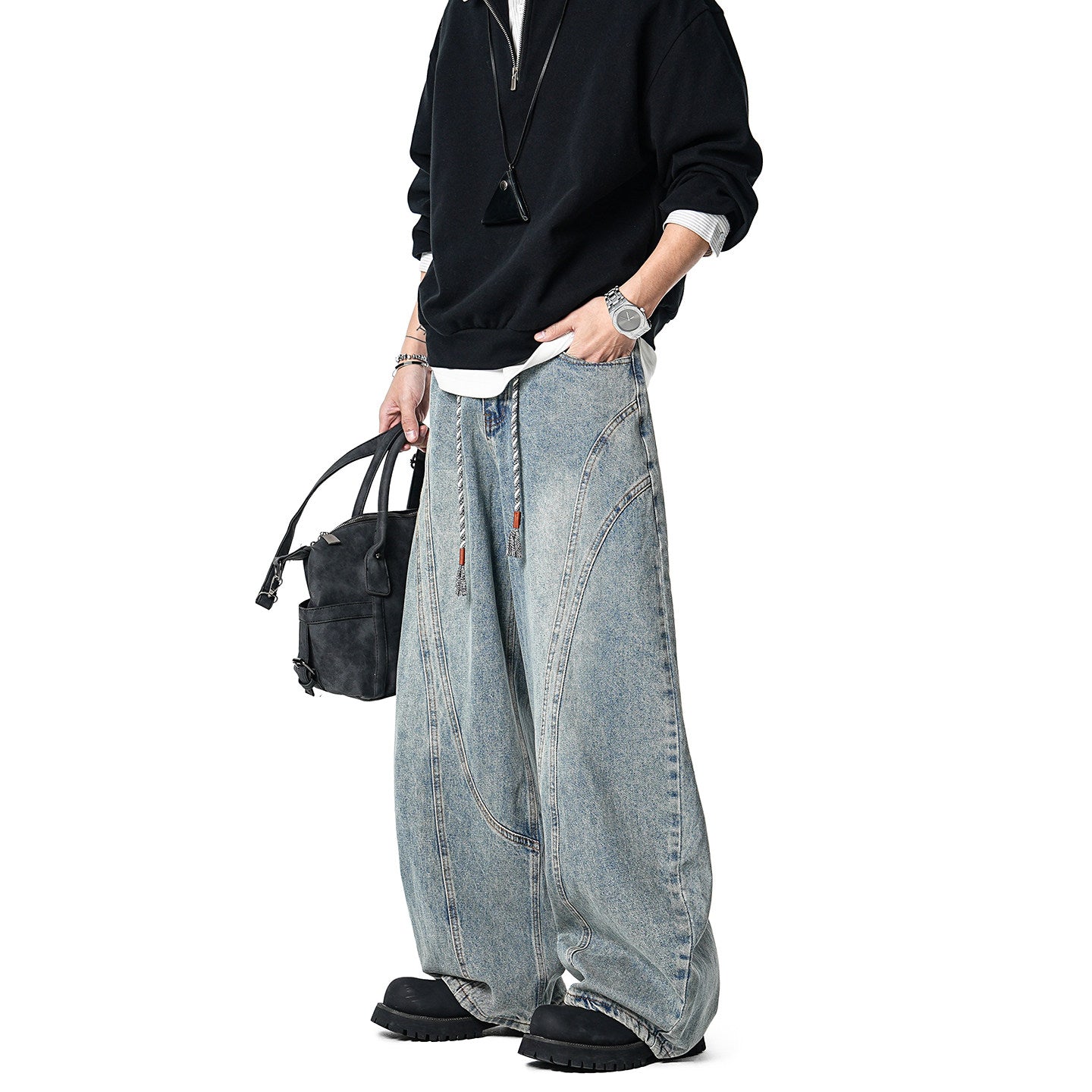 カーブドカット ストレート デコンストラクトデニム N6332