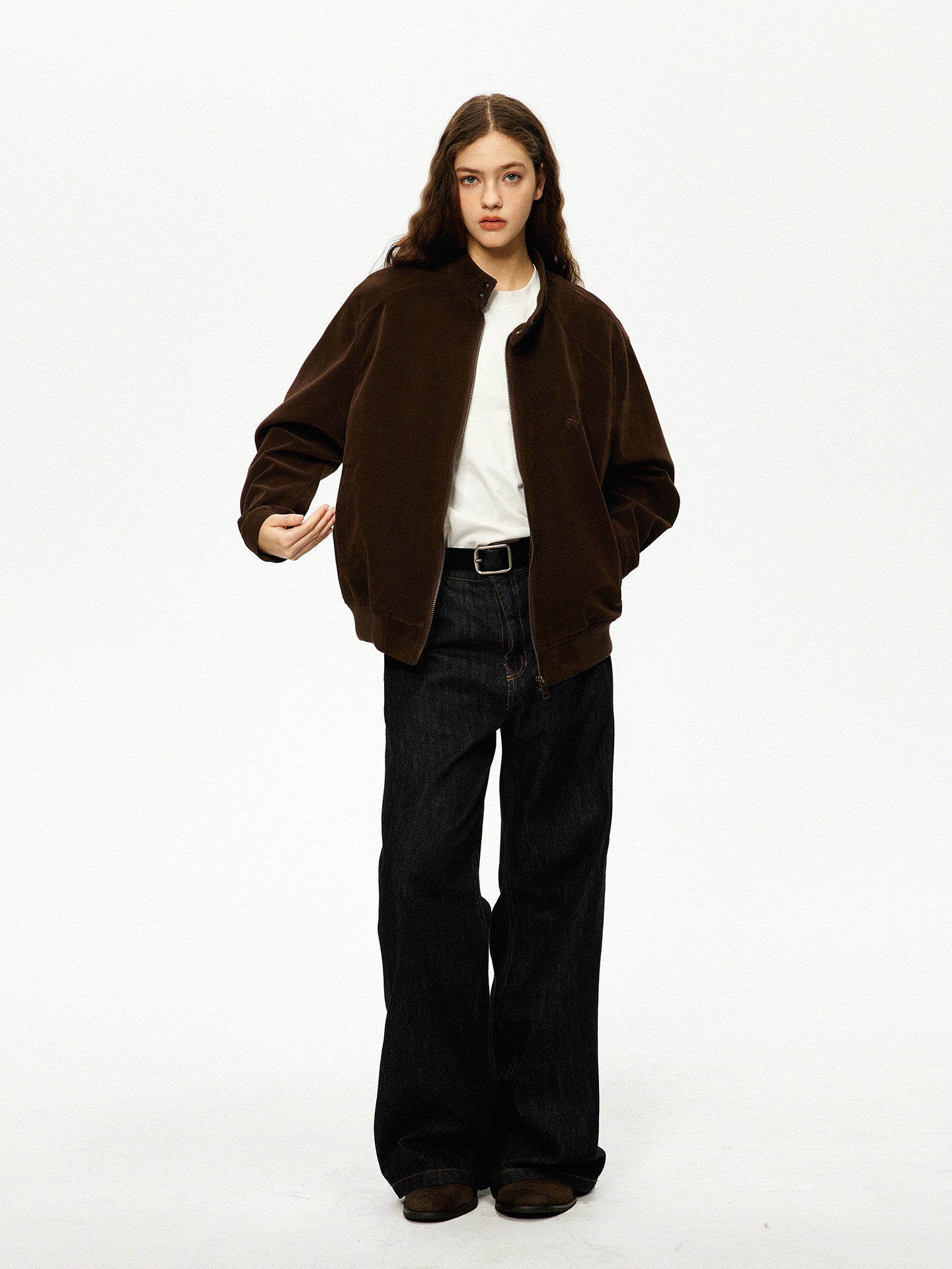 レタード刺繍 フロッキープリント ジャケット N6492