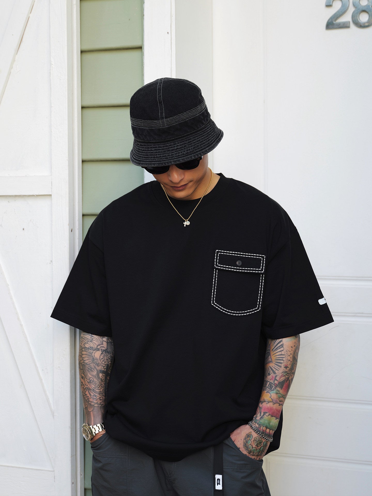 300g コットン ステッチポケット Tシャツ N6907