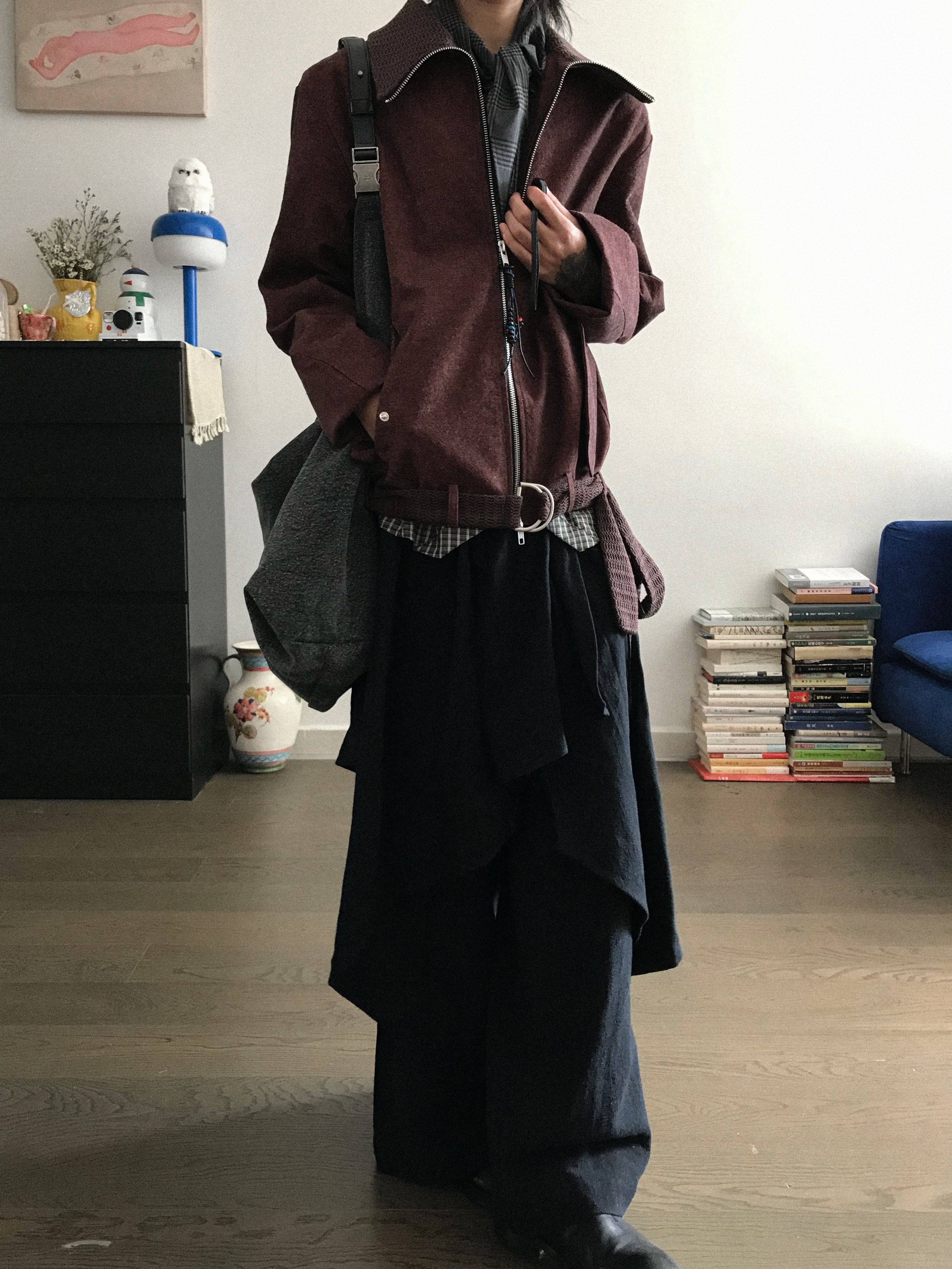 リネン×ピマコットン 民族タッセル ベルトジャケット N6563