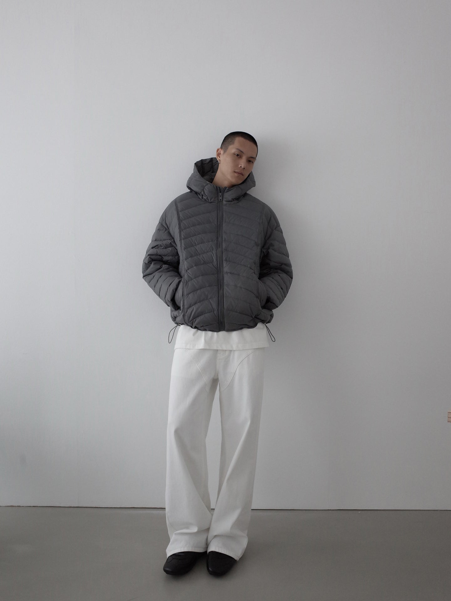 ヘリンボーン・90%ホワイトダックダウン・パファージャケット N6195