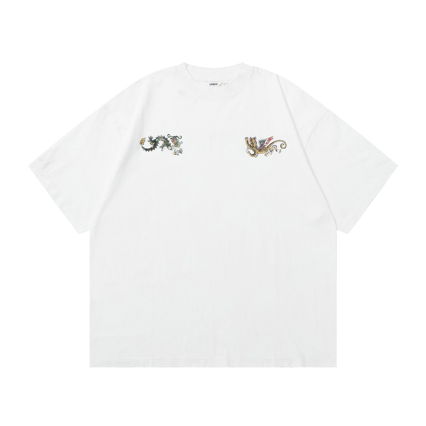 コットン龍虎プリントダメージ加工Tシャツ N7074