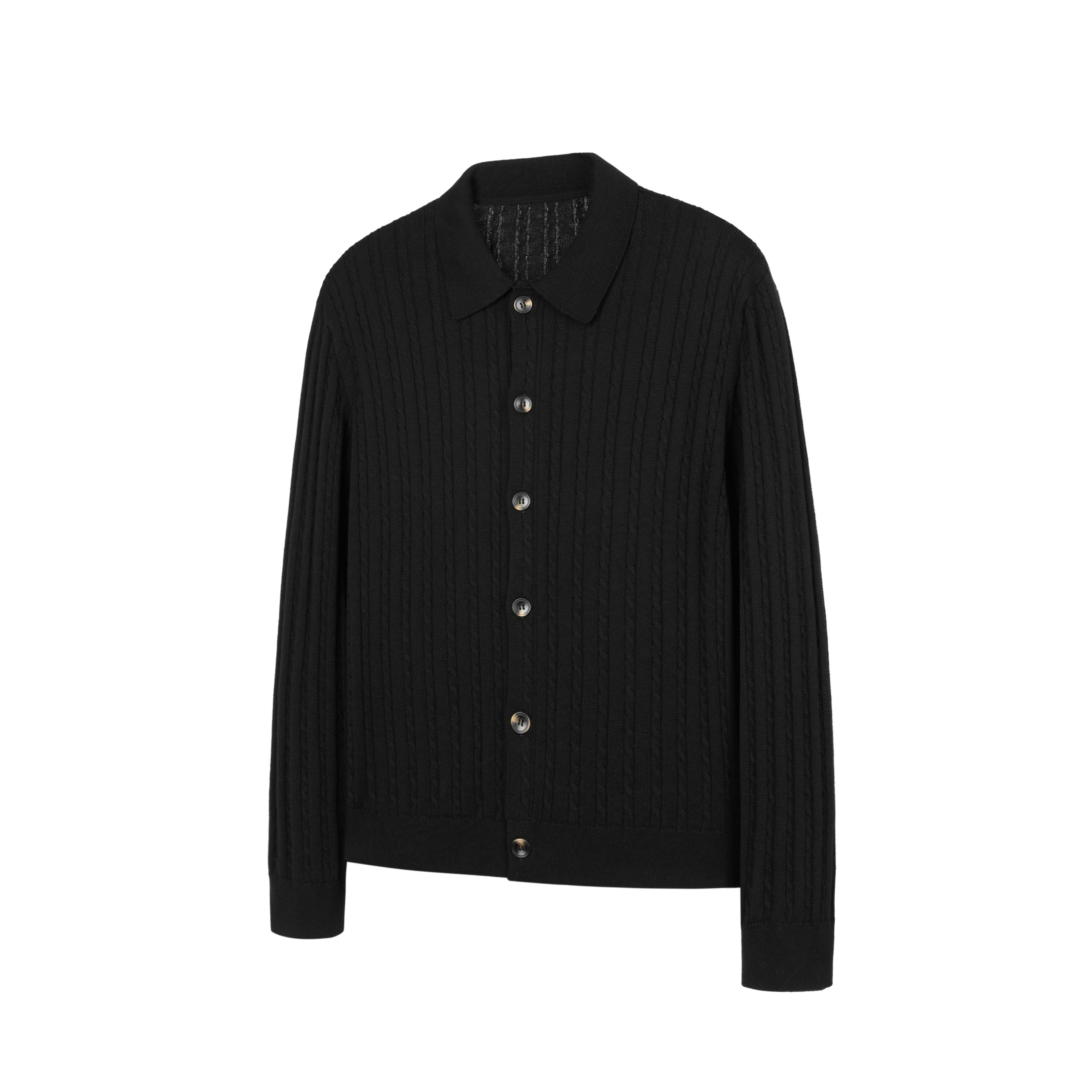 ファインストライプ ケーブル コットンカーディガン N6626