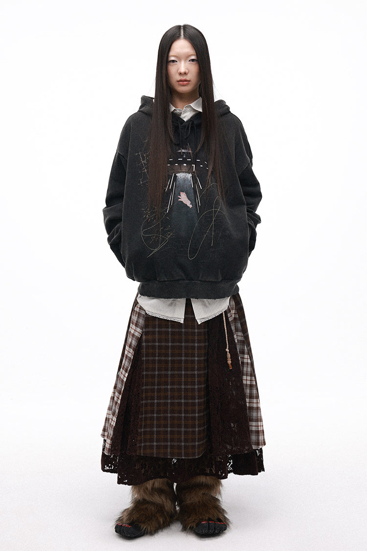 銀箔×グラフィック “ピッグ” ウォッシュフーディ N6262