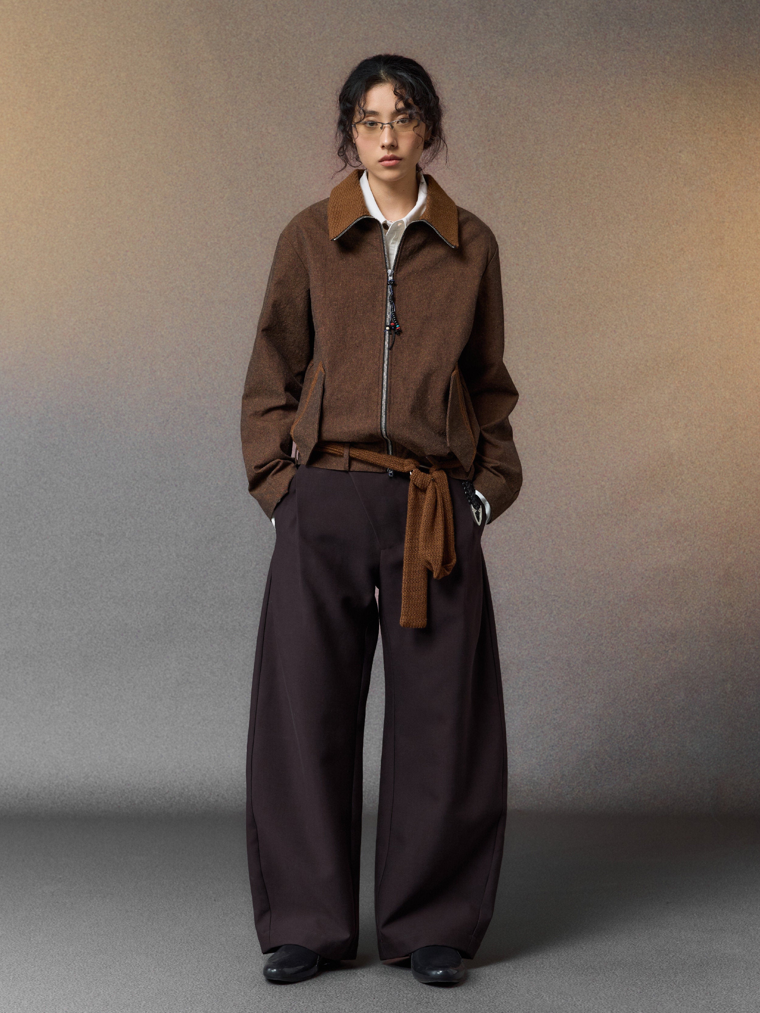 リネン×ピマコットン 民族タッセル ベルトジャケット N6563