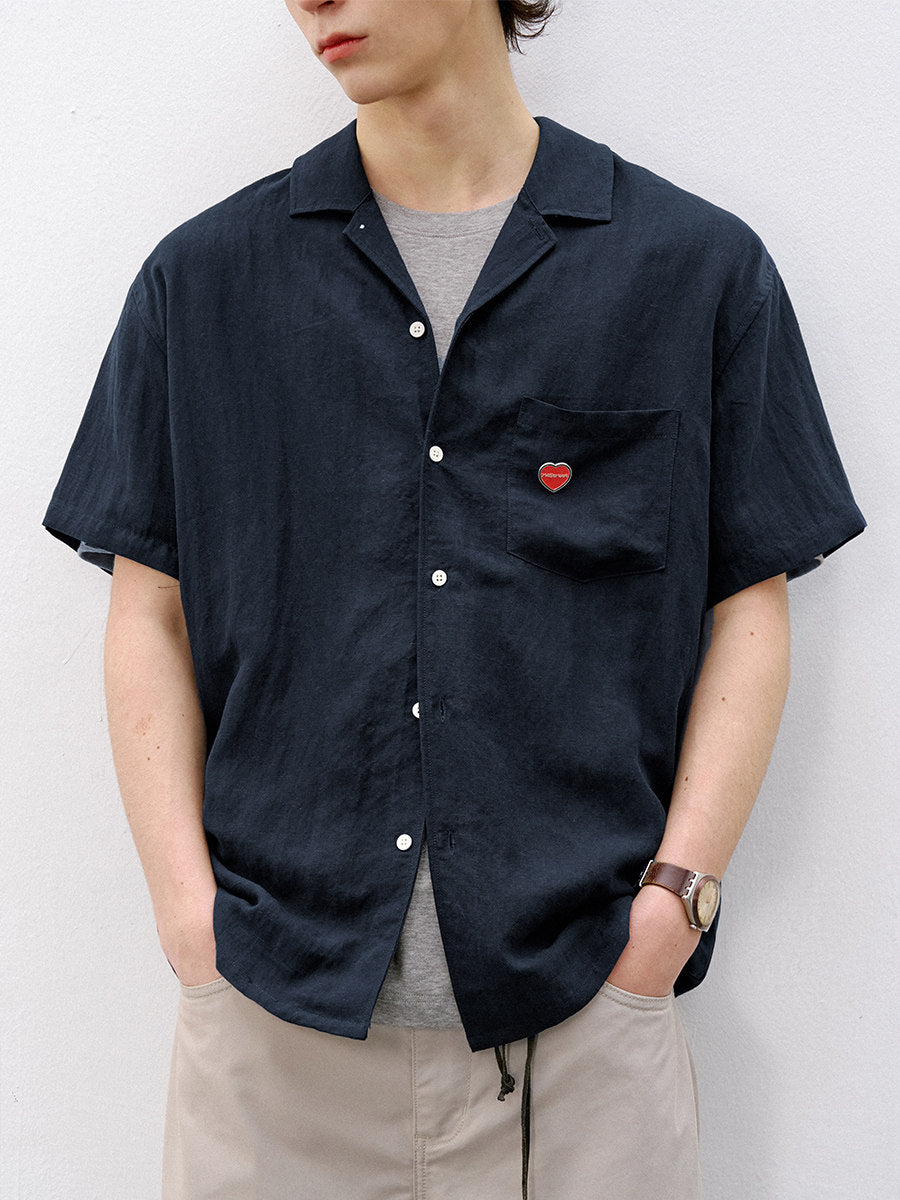リヨセル×リネン シーガルカラー 半袖シャツ N7109