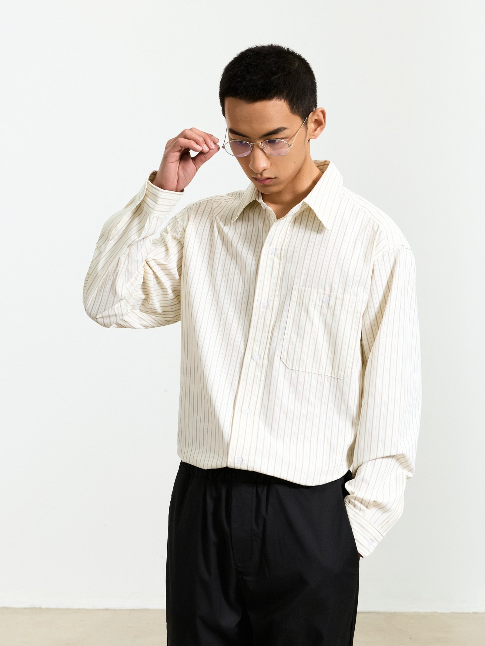 ミニマルストライプ レイヤードシャツ N6772
