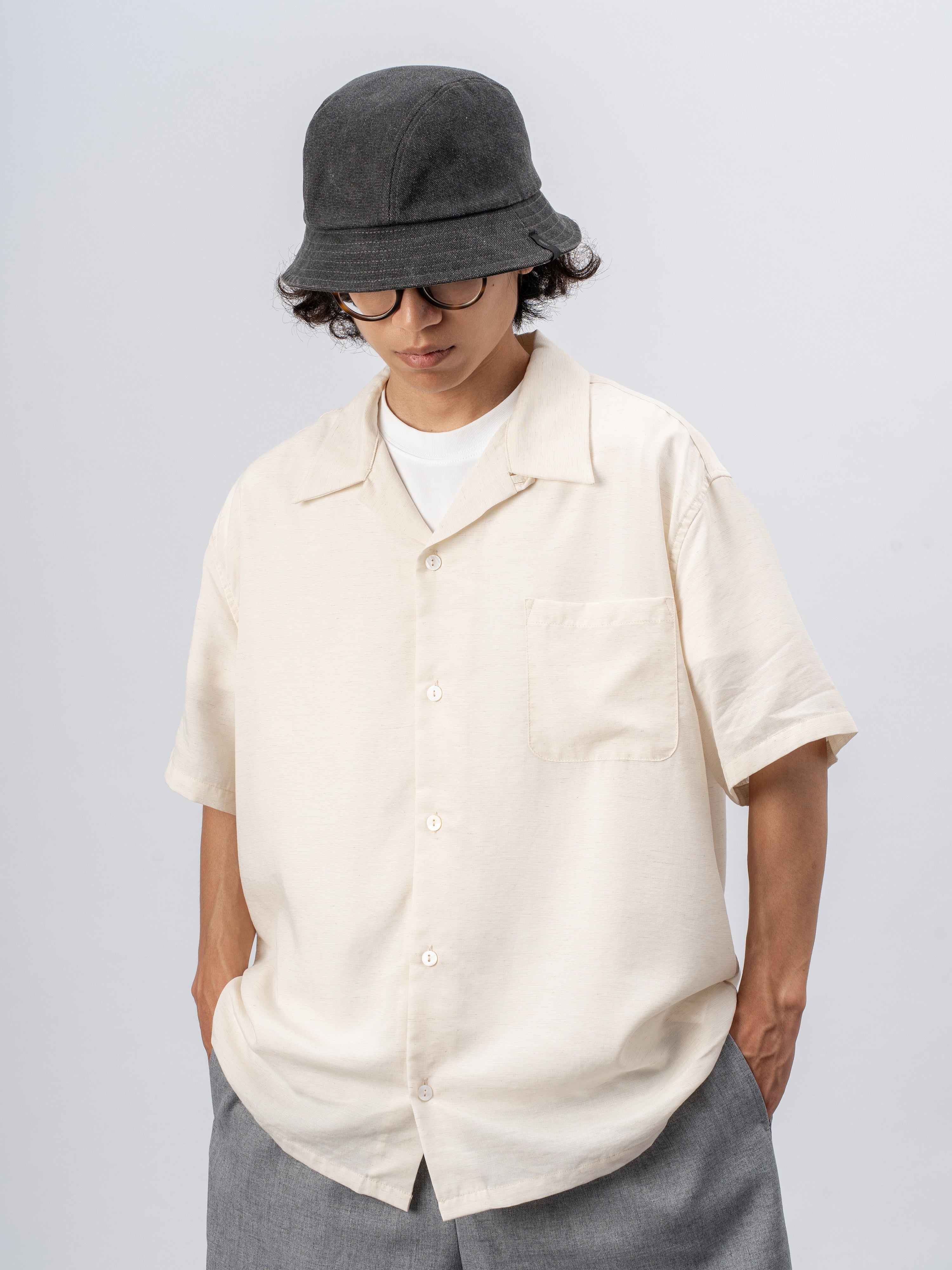 テンセルリネン混 キューバカラー リラックスシャツ N6989
