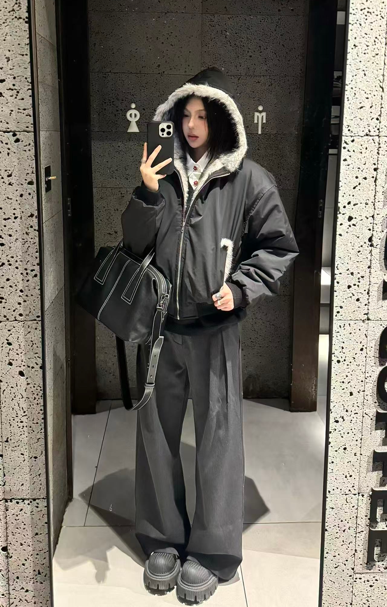 【機能性ウェア】1500g中綿 “防寒”ショートパフジャケット N6519