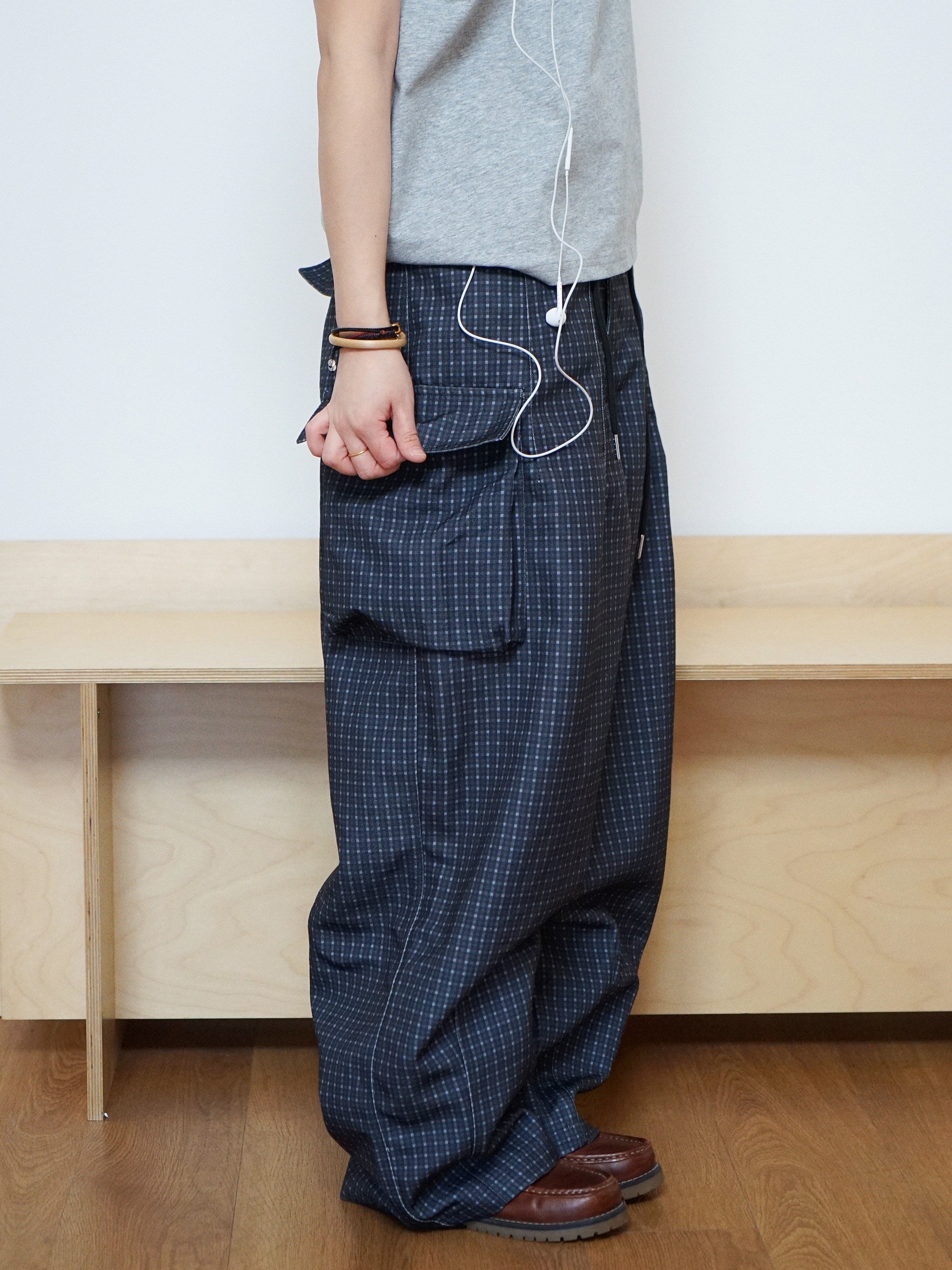 ドットチェックパラシュートカーゴパンツ N6781