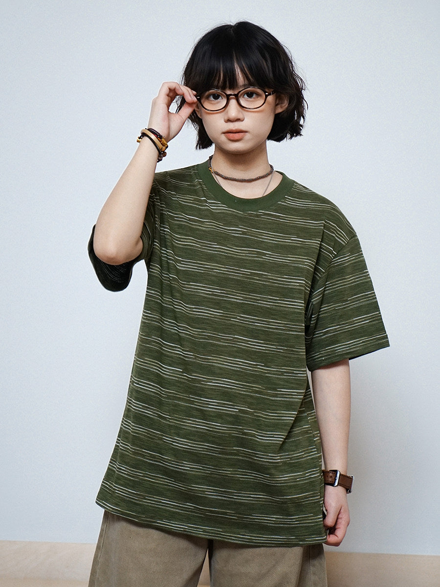 テクスチャーボーダー オーバーサイズTシャツ N6865