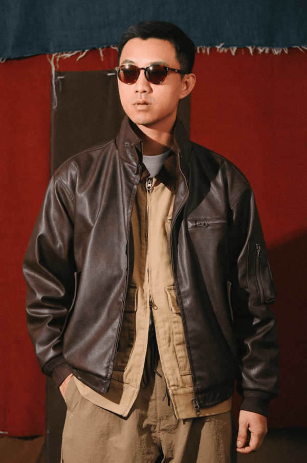 AGED LEATHER BOMBER JACKET N4864