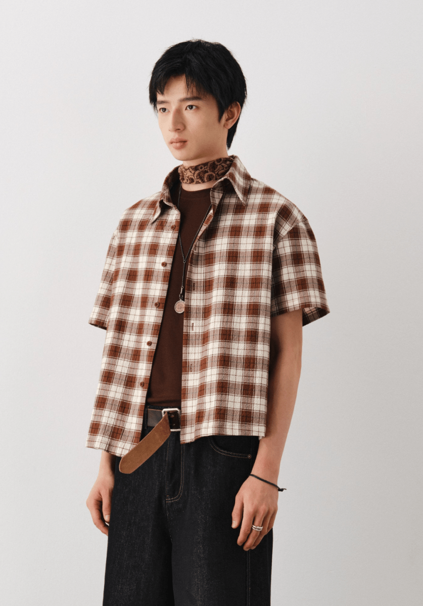 アメリカンブラウンレトロチェックシャツ / American Brown Retro Check N5531 - ファッション通販NNine(ナイン)