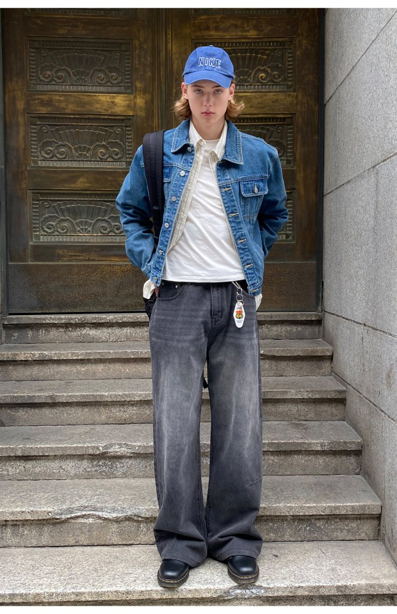 American retro black straight denim pants N4497 - NNine