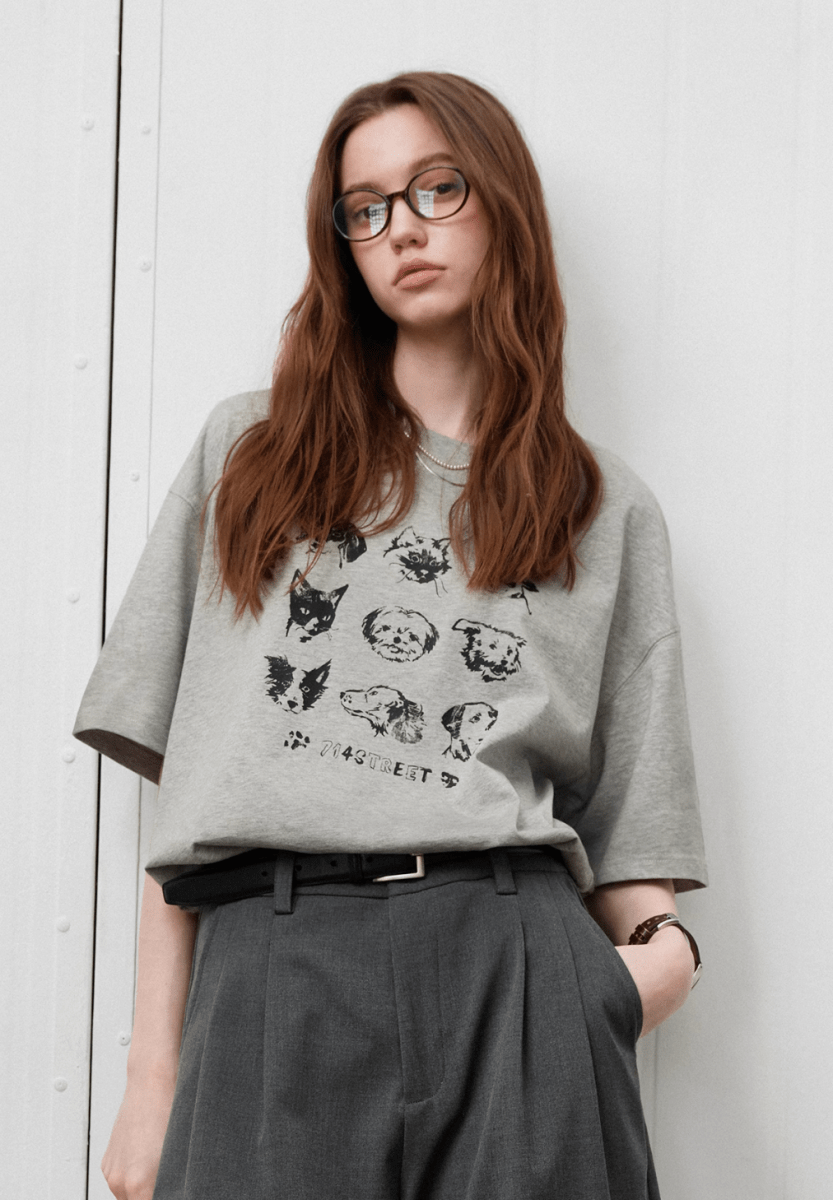 animal print t-shirt / アニマル ロゴ プリント Tシャツ 半袖 クリーン N5291 - ファッション通販 NNine(ナイン)