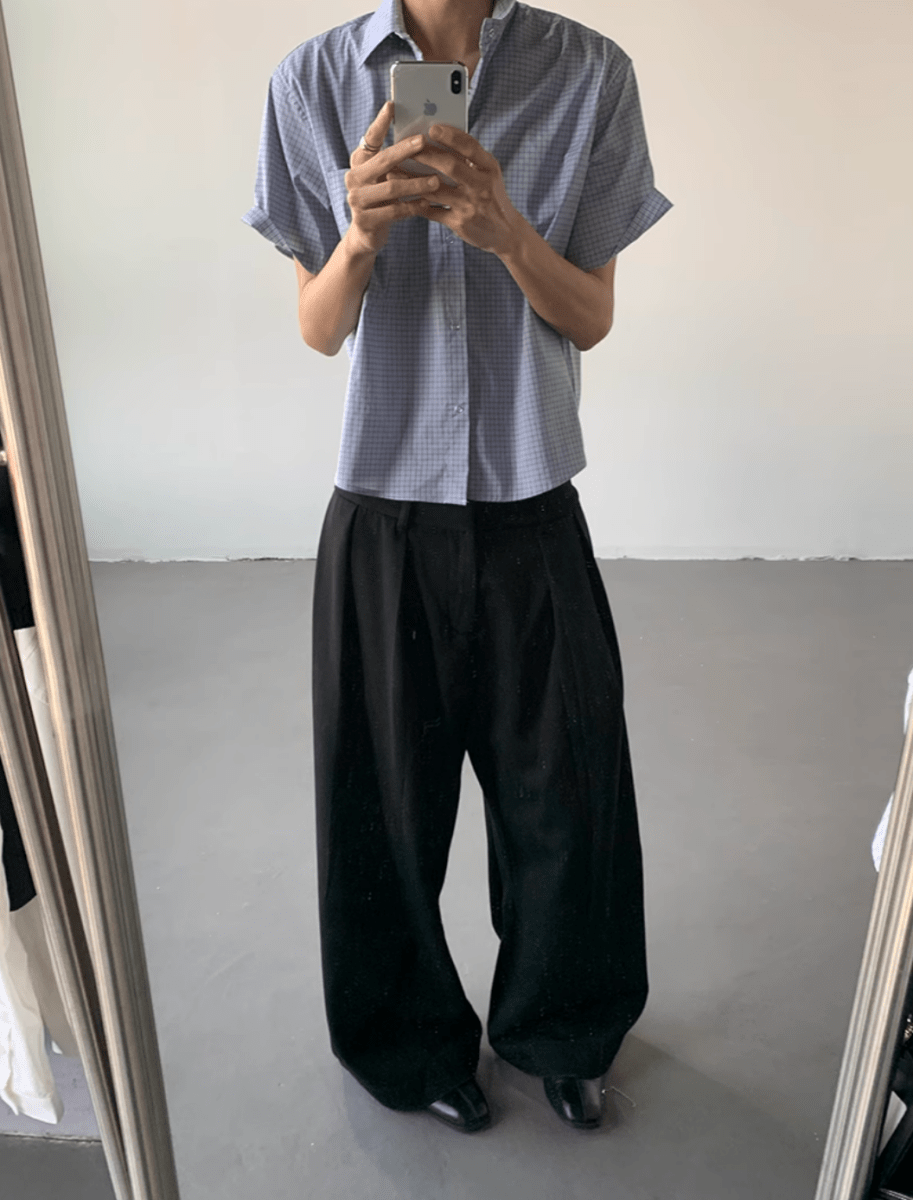 カジュアルチェック半袖シャツ / Casual Check Short Sleeve Shirt N5526 - ファッション通販NNine(ナイン)