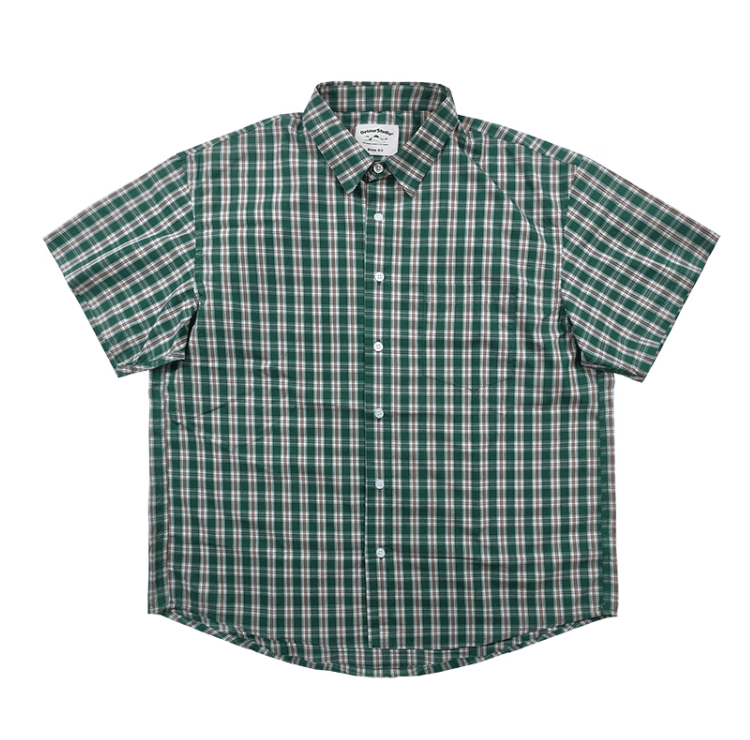 Check Shirt Cotton Loose Fit / Check Shirt Short Sleeve Cotton