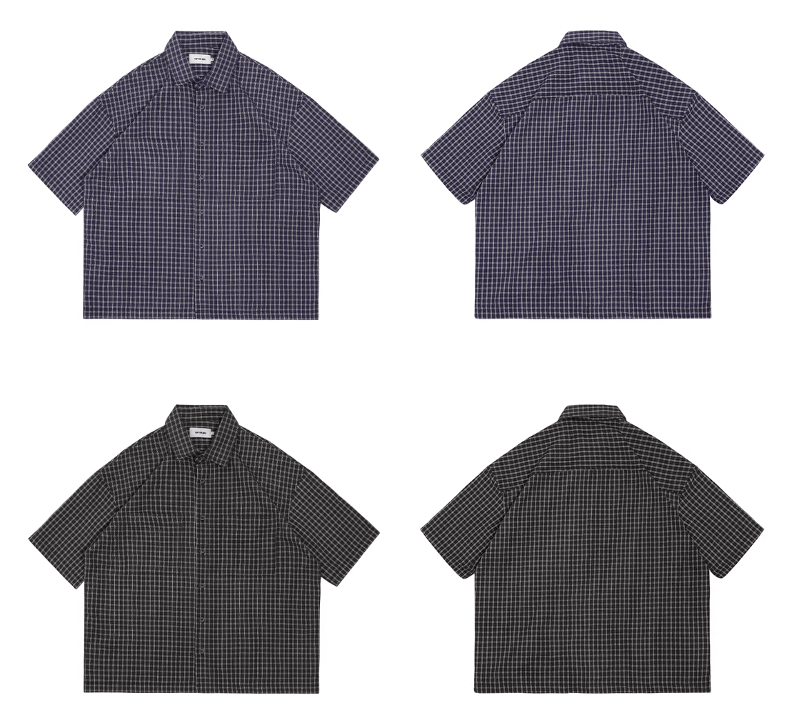 チェック半袖シャツ 混紡素材 / Check Short Sleeve Shirt N5528 - ファッション通販NNine(ナイン)