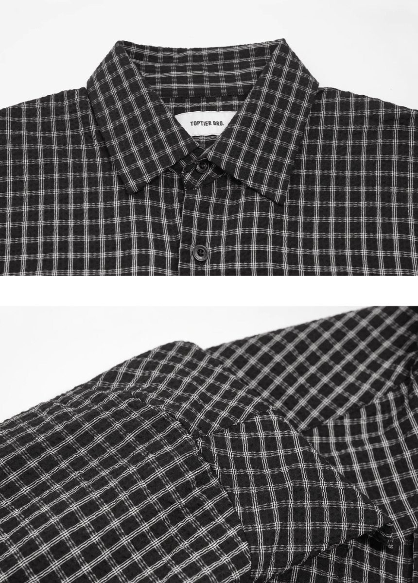チェック半袖シャツ 混紡素材 / Check Short Sleeve Shirt N5528 - ファッション通販NNine(ナイン)