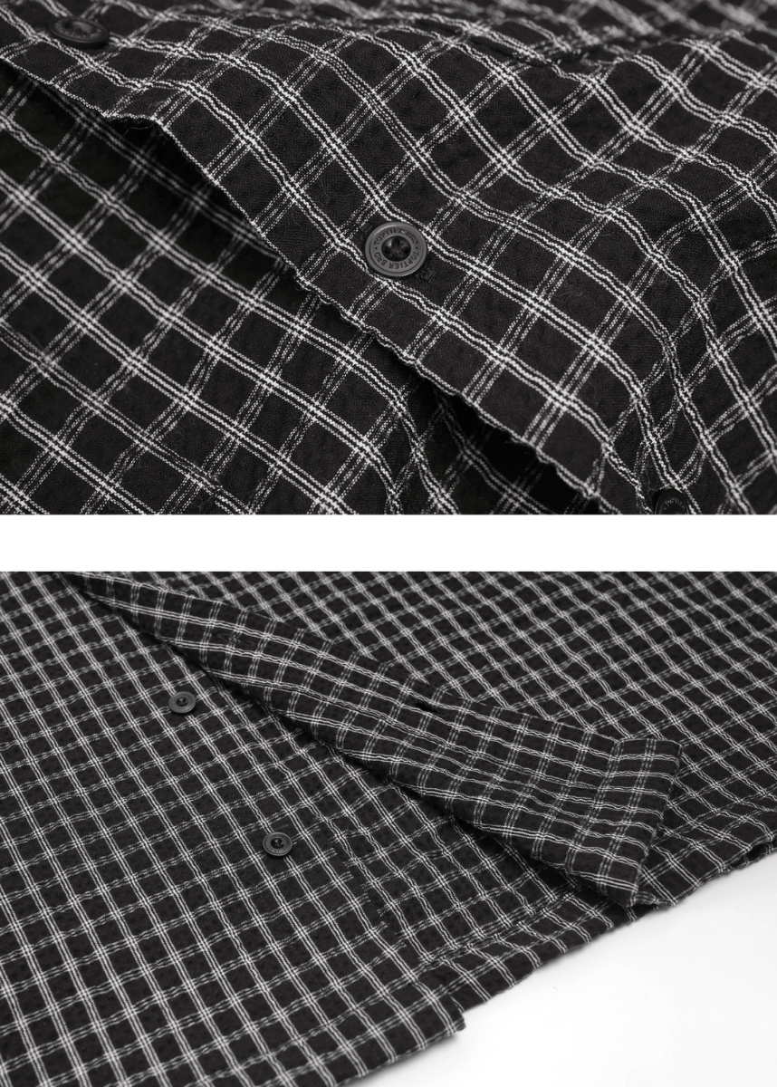 チェック半袖シャツ 混紡素材 / Check Short Sleeve Shirt N5528 - ファッション通販NNine(ナイン)