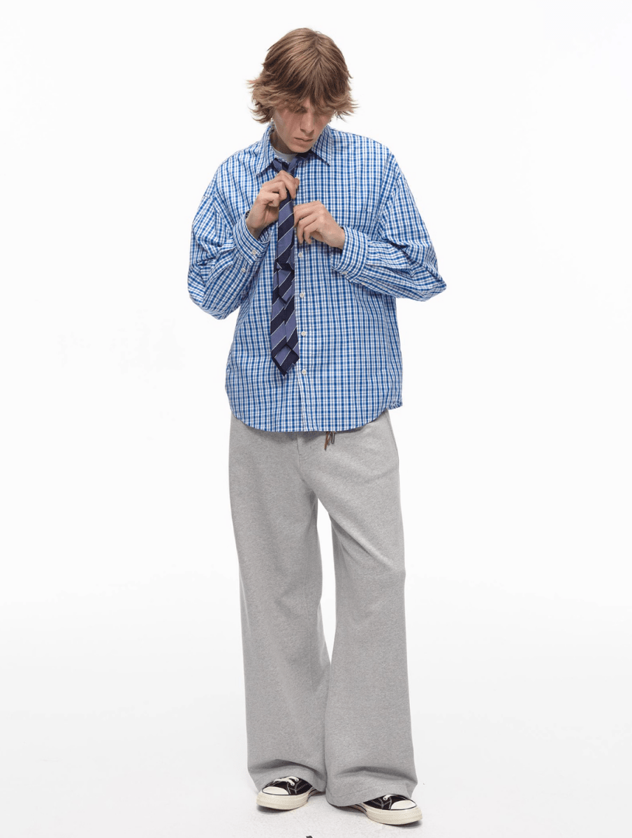 Checked long - sleeved shirt N5672 - ファッション通販NNine(ナイン)