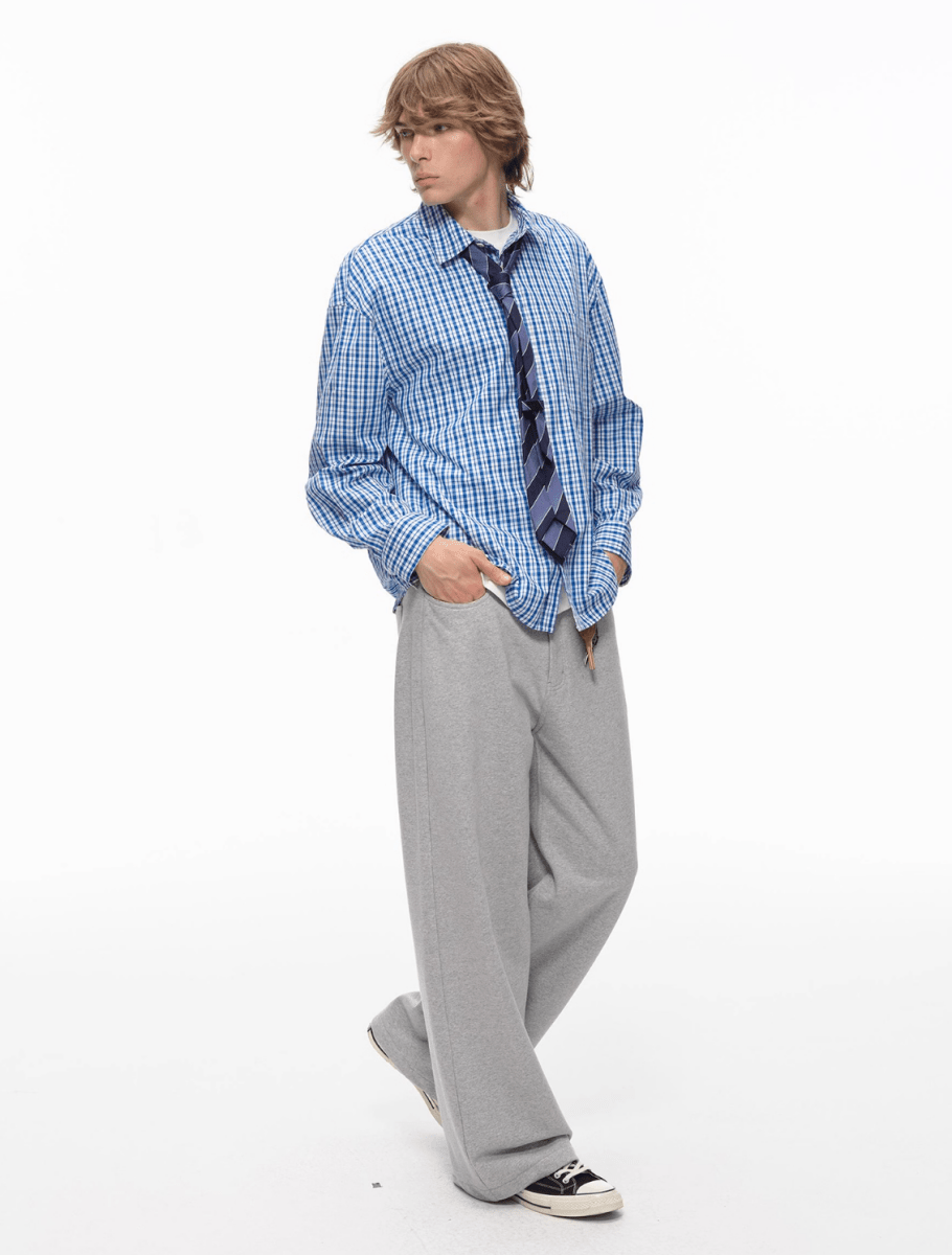 Checked long - sleeved shirt N5672 - ファッション通販NNine(ナイン)