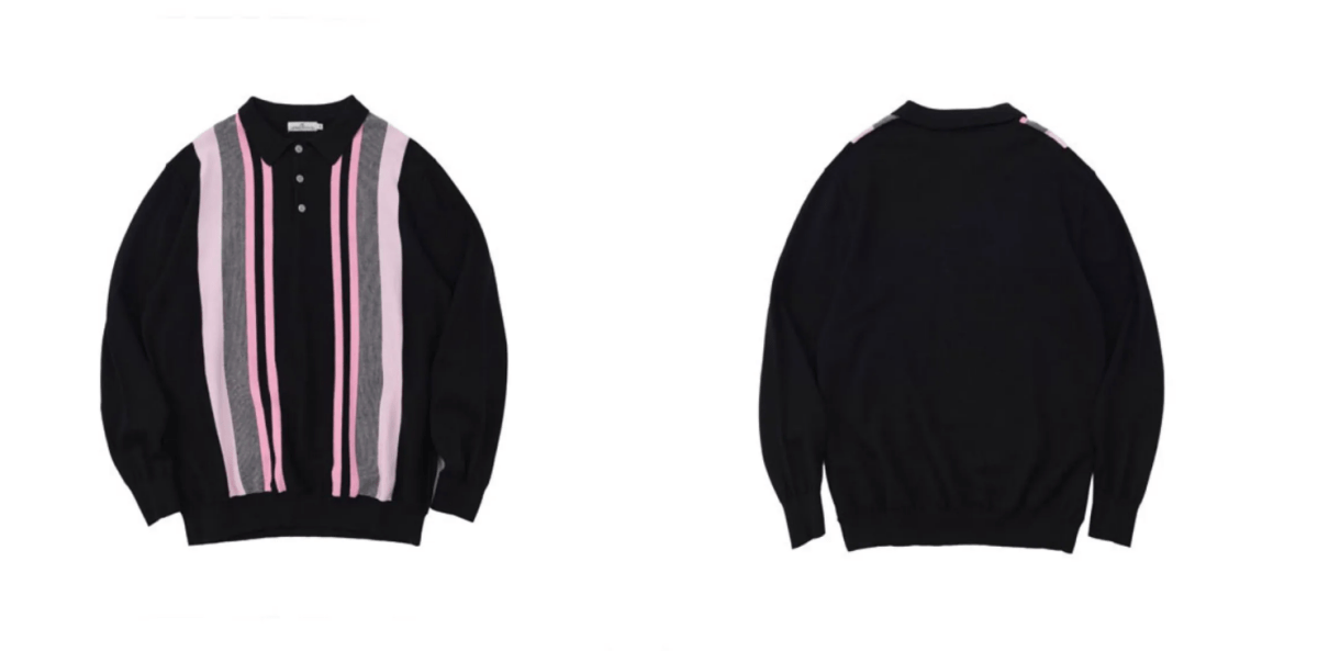 contrast pink striped polo shirt N5127 - ファッション通販 NNine(ナイン)