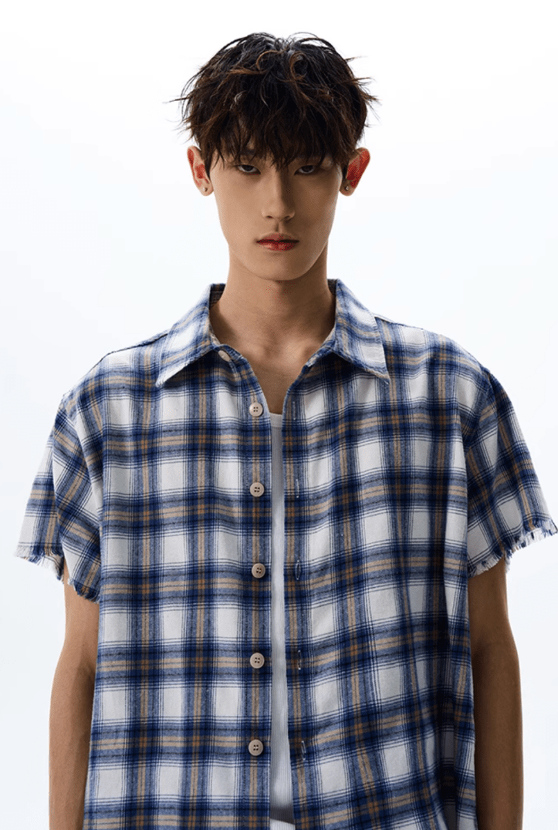 カットオフチェックシャツ コットン / Cut - off Check Shirt N5530 - ファッション通販NNine(ナイン)