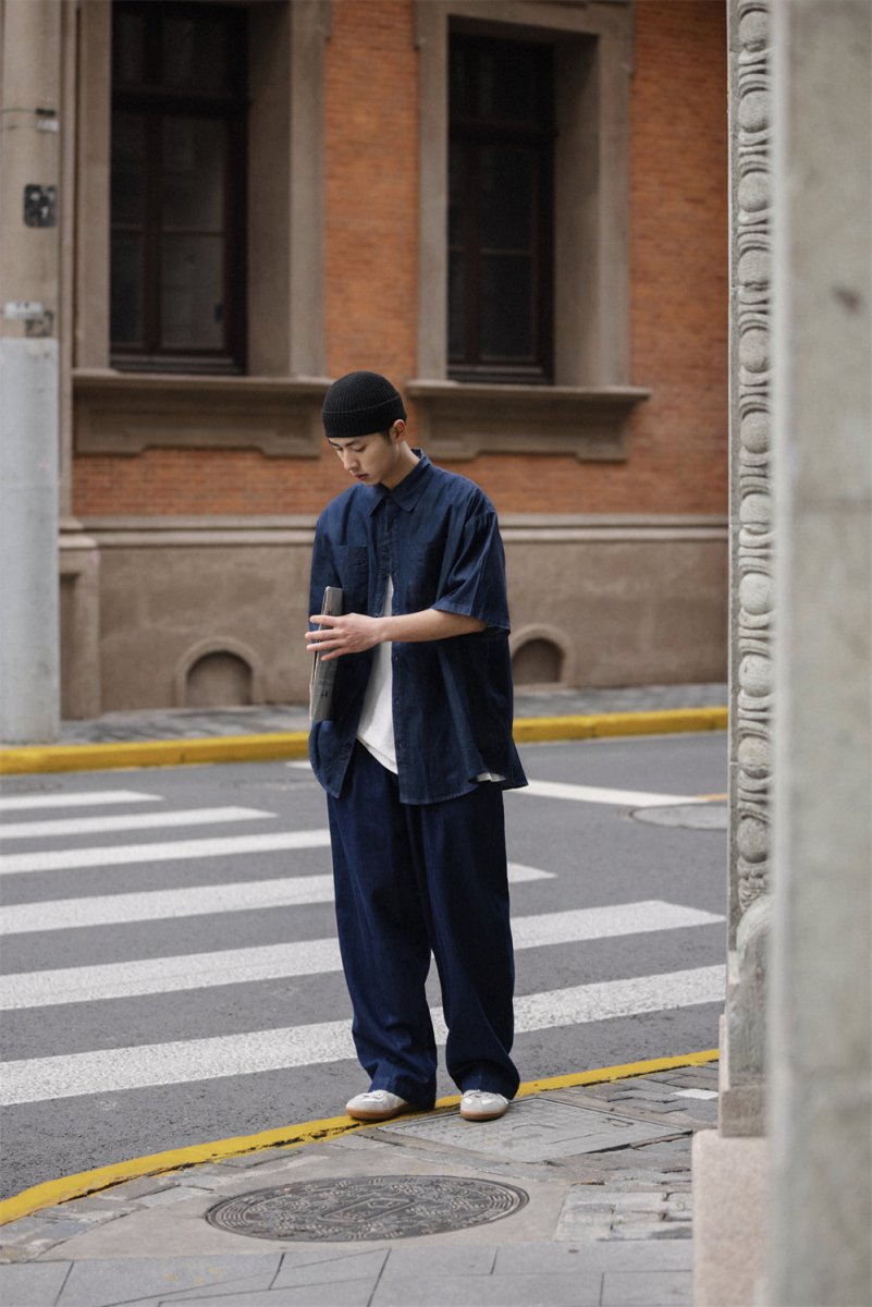 dark denim collar work shirt / デニムシャツ N3696 - NNine