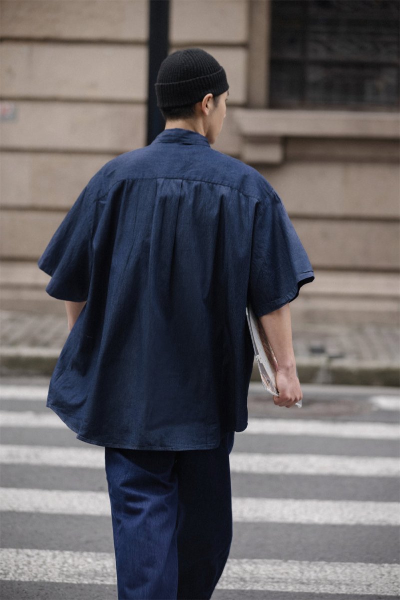 dark denim collar work shirt / デニムシャツ N3696 - NNine