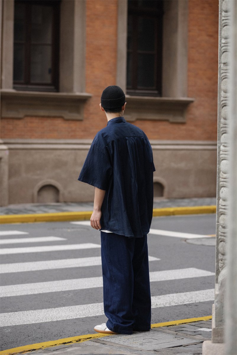 dark denim collar work shirt / デニムシャツ N3696 - NNine