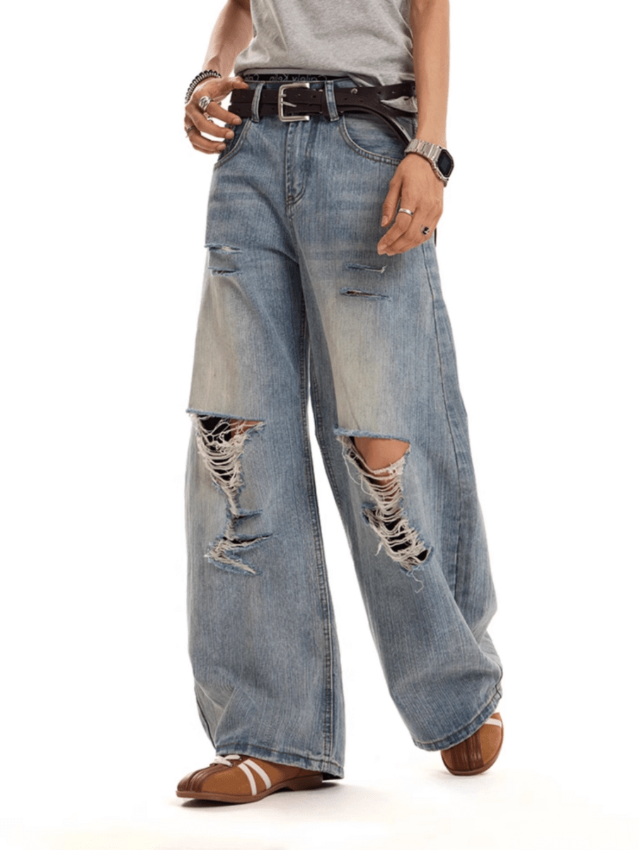 カットオフ ダメージ ワイドフレアデニム / denim pants N5604 - ファッション通販NNine(ナイン)